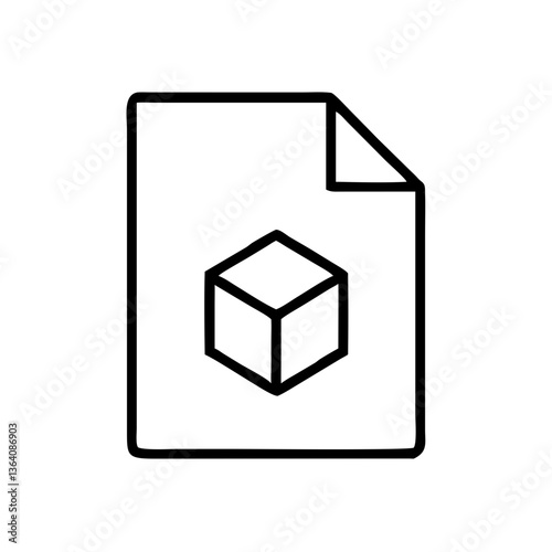A 3D model blueprint signifying design innovation and creative potential displayed within a simple document icon.