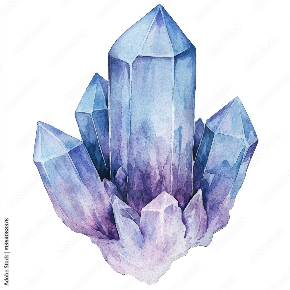 A cluster of vibrant, multifaceted, amethyst-like crystals A cluster of vibrant, multifaceted, amethyst-like crystals