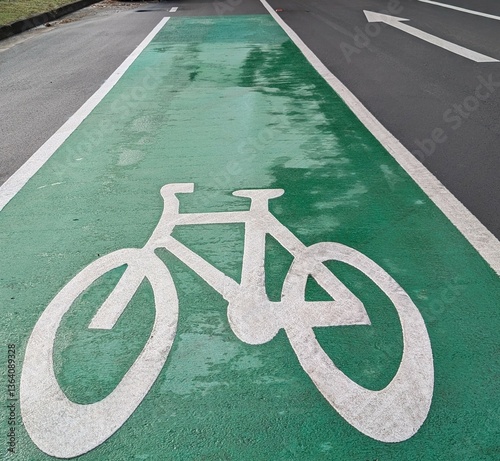 Bicycle lane sign on the road