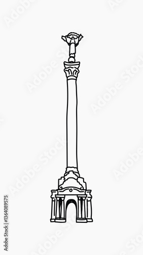 Independence Monument Ukraine hand drawn illustration vector