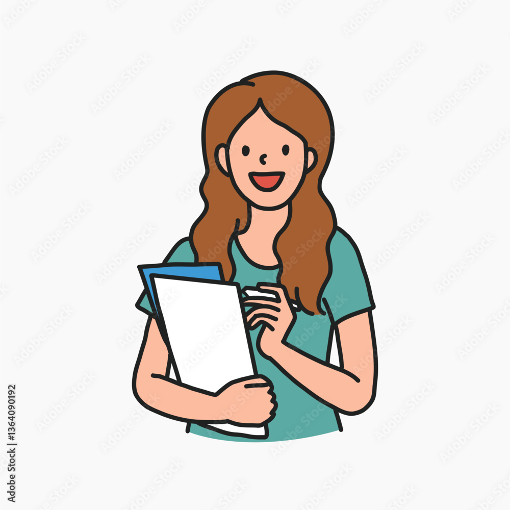 Young woman office employee portrait collage element vector Young woman office employee portrait collage element vector