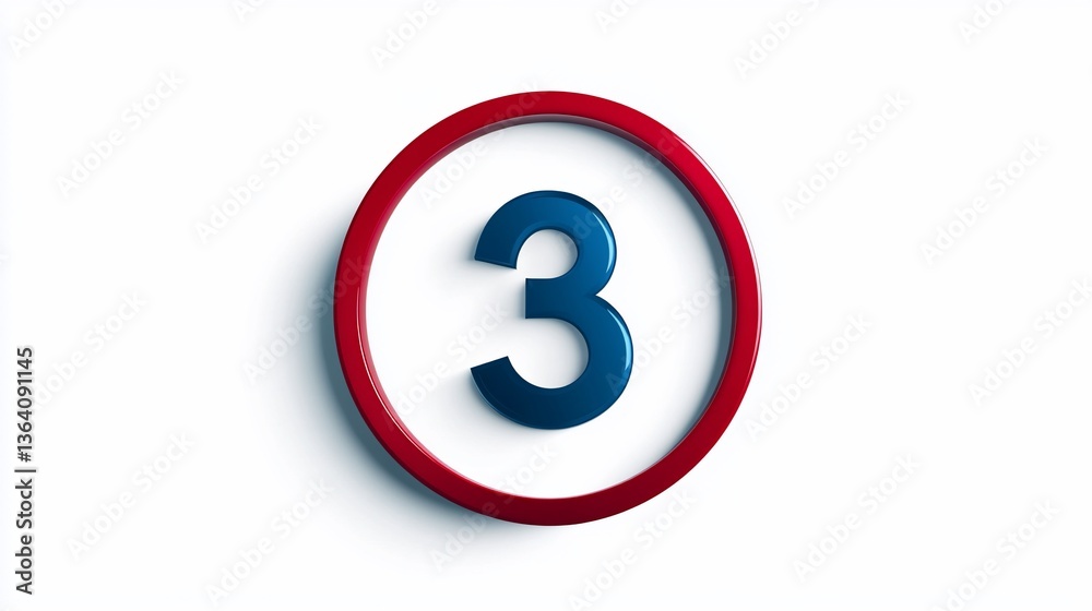 Number 3 with Red Blue Circle, and Modern Design. Number 3 with Red Blue Circle, and Modern Design.
