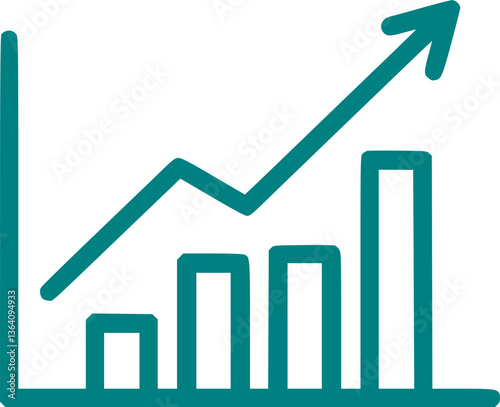  business growth a bar graph with upward arrow and financial charts in modern marketing. vector illustration
