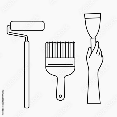 Painting equipment line art vector