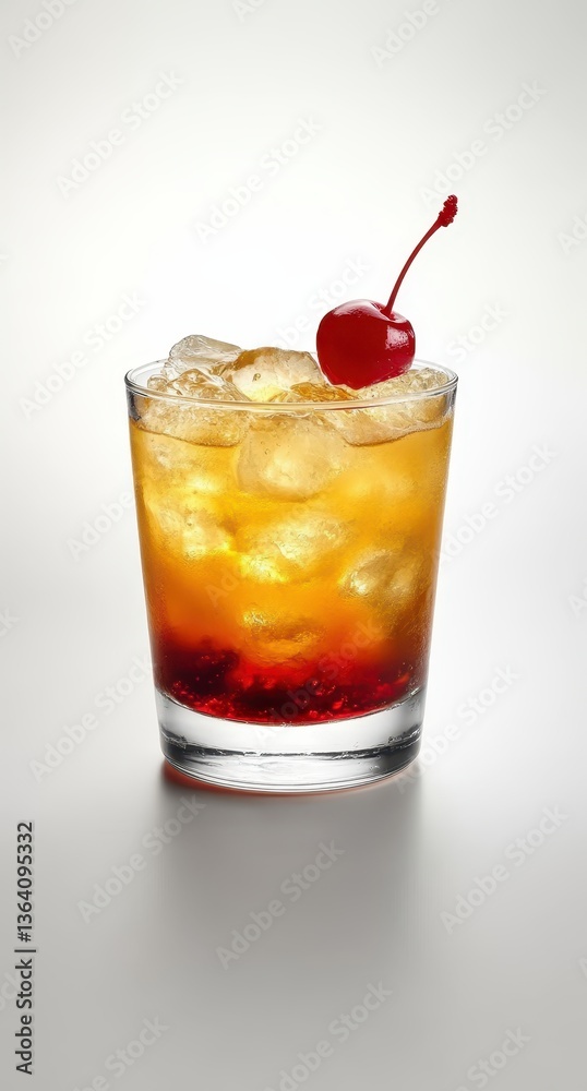 Refreshing summer cocktail in glass with ice, cherry garnish, vibrant colors, ideal for drinks menu and party celebrations, summer gathering inspirations Refreshing summer cocktail in glass with ice, cherry garnish, vibrant colors, ideal for drinks menu and party celebrations, summer gathering inspirations