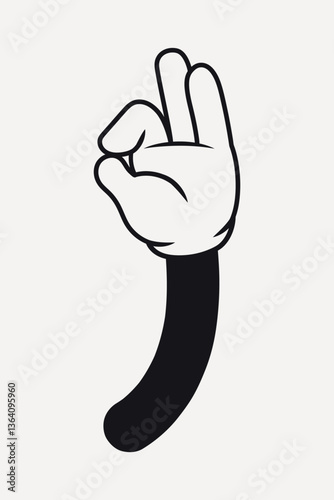 Cartoon ok hand, gesture line art illustration vector