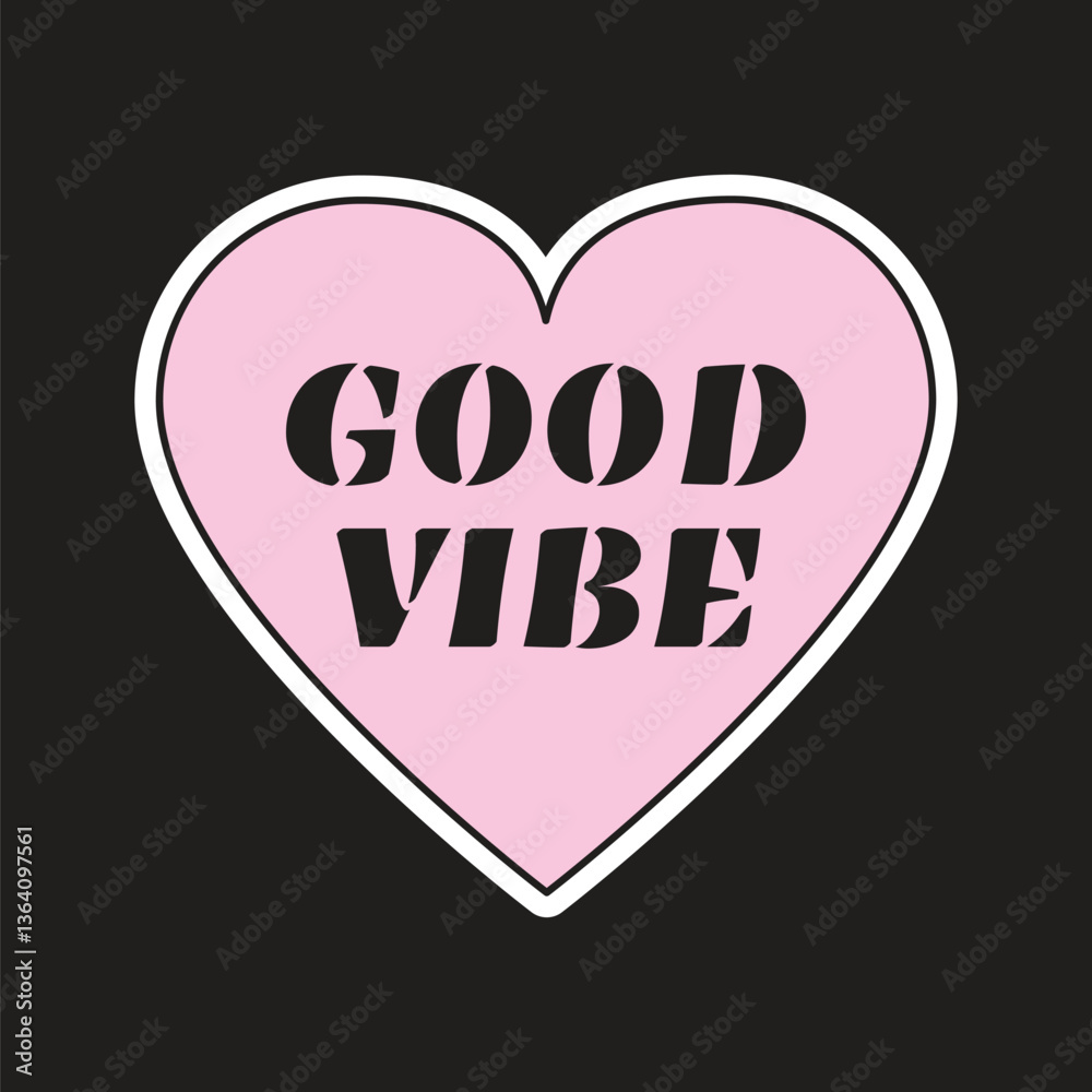 Good vibe heart, love collage element vector
