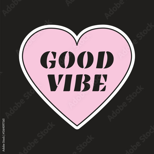 Obraz na płótnie Good vibe heart, love collage element vector w salonie