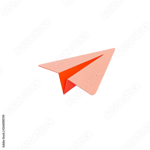 Wallpaper Mural A peach and coral paper airplane soaring on a journey of hope and dreams against a stark white backdrop. Torontodigital.ca