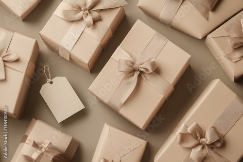Sharp Picture of Present Boxes with Bows and Sale Tags