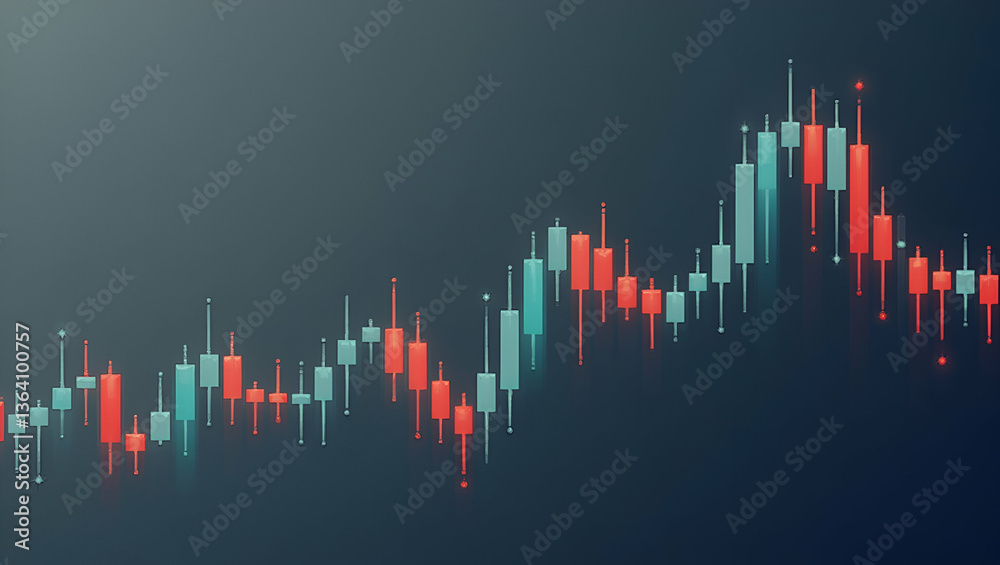 Fototapeta premium Flat Stock Market Graph and Forex Trading Chart Vector for Business Reports on Grey Background