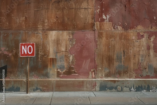 High Detail Visual of a Brown Wall with a Brown and White Sign That Says Quot No Quot