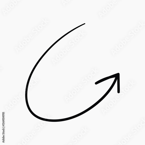 Simple black curved arrow illustration vector
