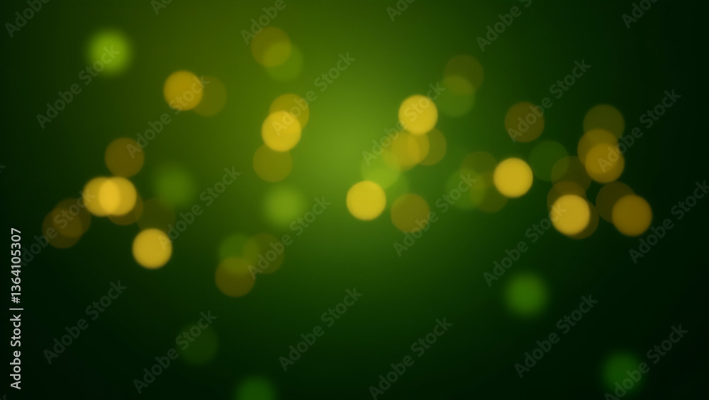 Obraz premium Festive Gold and Green Fireworks Bokeh: Celebrate New Year's Eve with an Abstract Holiday Background Featuring Vibrant Fireworks Lighting Up the Night Sky and Empty Space for Your Custom Message