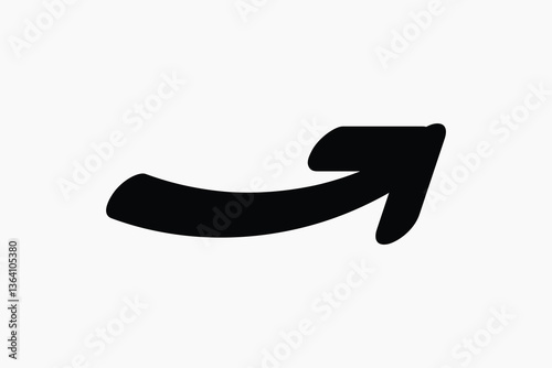 Curved black arrow pointing right illustration vector