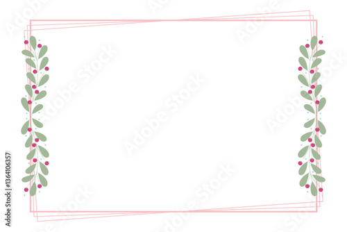 Wallpaper Mural Rectangular Frame With Pink And Green Leaves Decoration Torontodigital.ca
