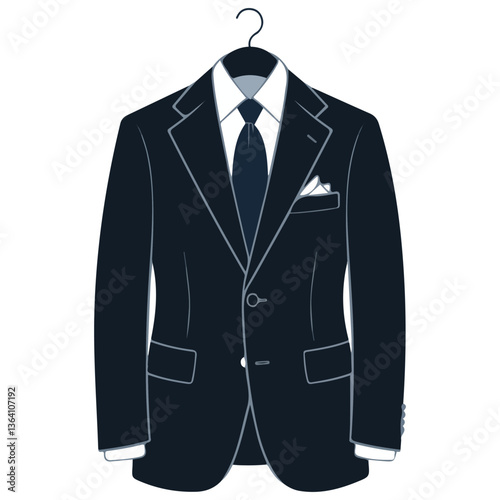 Classic black suit on hanger