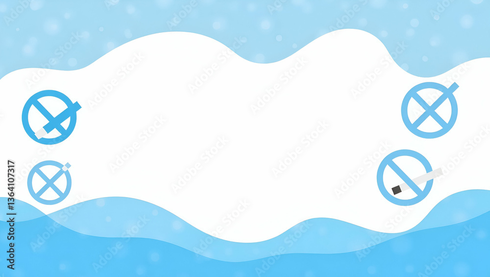 Abstract Anti-Tobacco Symbols with Blue Waves Border Frame: Creative Design for World No Tobacco Day with Copy Space for Impactful Messaging Abstract Anti-Tobacco Symbols with Blue Waves Border Frame: Creative Design for World No Tobacco Day with Copy Space for Impactful Messaging