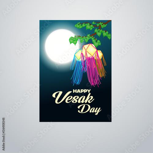 Vesak greeting card with lanterns 