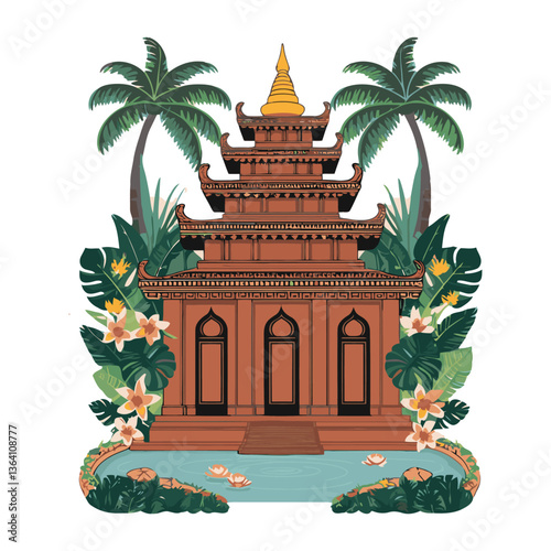 Timeworn Stone Pagoda Amidst Thick Greenery