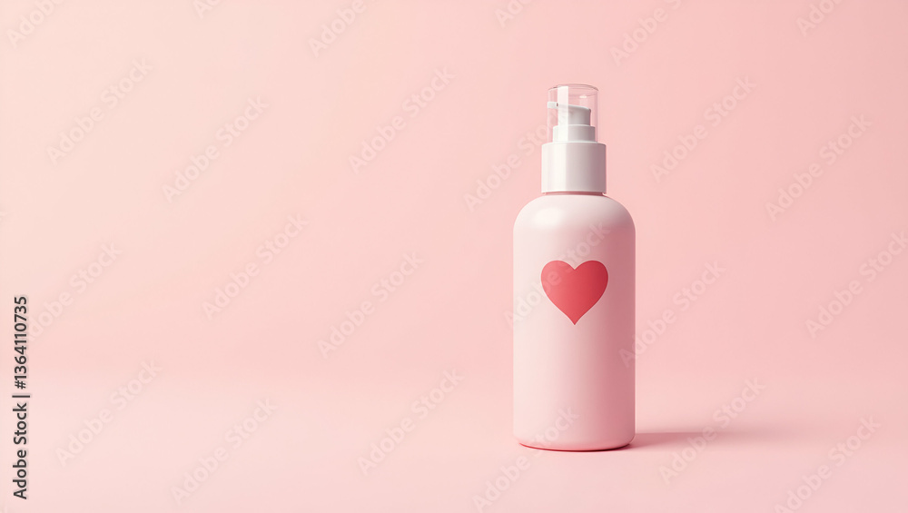 Clean Pink Body Mist Bottle with Heart Design - Minimalist Beauty Product for Cosmetics Branding Clean Pink Body Mist Bottle with Heart Design - Minimalist Beauty Product for Cosmetics Branding