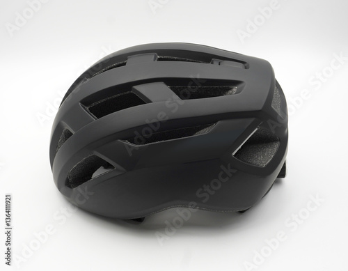 Sleek Black Road Cycling Helmet for Maximum Safety, side view, on white background