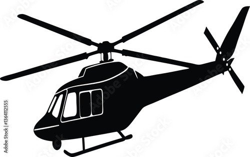 helicopter black and white silhouette white backgr