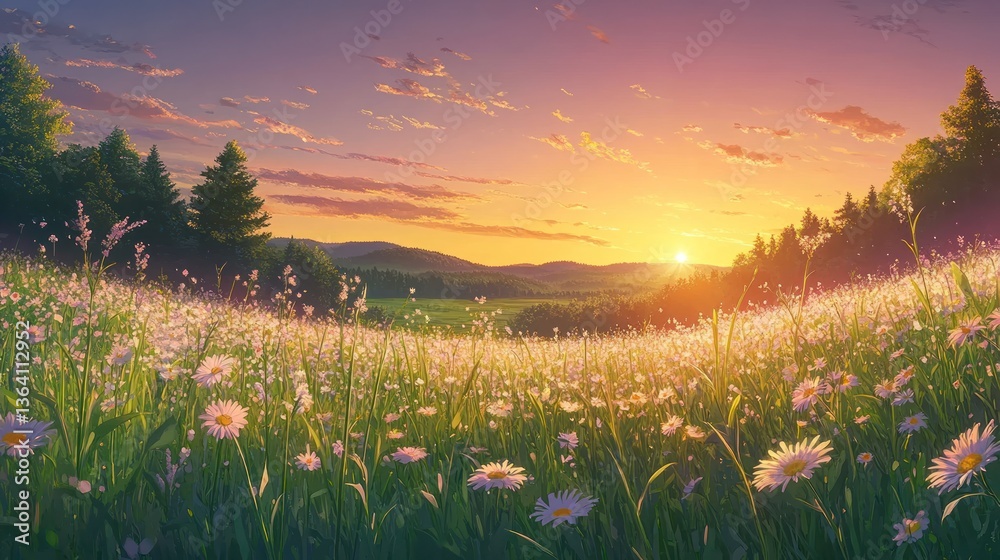Fototapeta premium Golden Hour Daisies