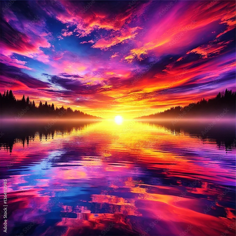 Obraz premium sunset over the river