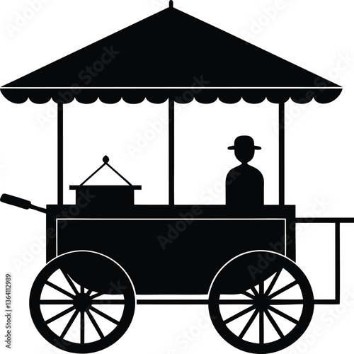 indonesian traditional seller cart silhoutte