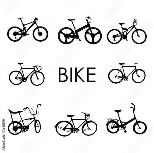 Vector illustration Bicycle silhouette set isolated on white background
