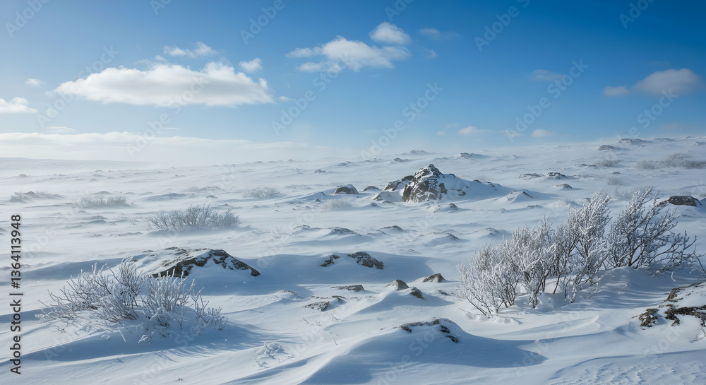 Snowy Highland Landscape Under Clear Blue Sky Snowy Highland Landscape Under Clear Blue Sky