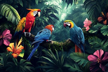 Crédence de cuisine  Colorful macaw parrots in the jungle  © EngineerJahid