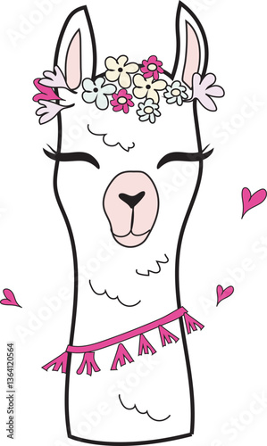 Llama alpaca cute Mexican pink tassel flower novelty nightwear pyjamas pjs Trending Script Slogan Graphic Tee t-shirt logo artwork typography tote badge emblem crest Fashion farm animal sheep

