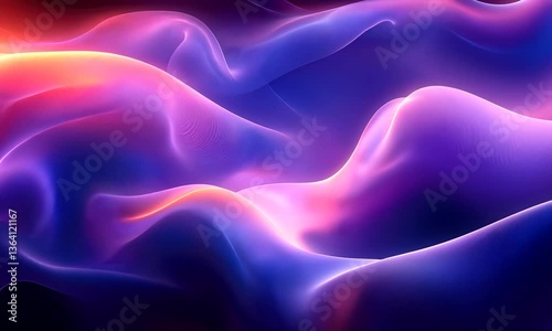 Abstract flowing waves of vibrant colors in a surreal landscape, creating a dreamlike atmosphere
