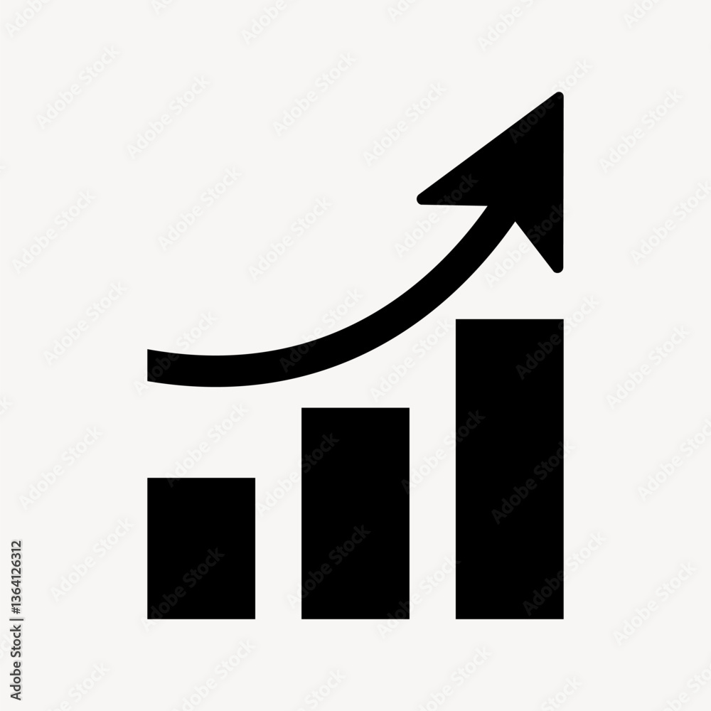 Growth chart flat icon vector