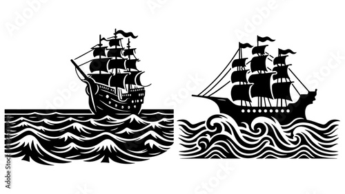 Ancient Warship Illustration.