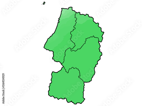 少しゆるい山形県地図 地域分け 東北 東日本