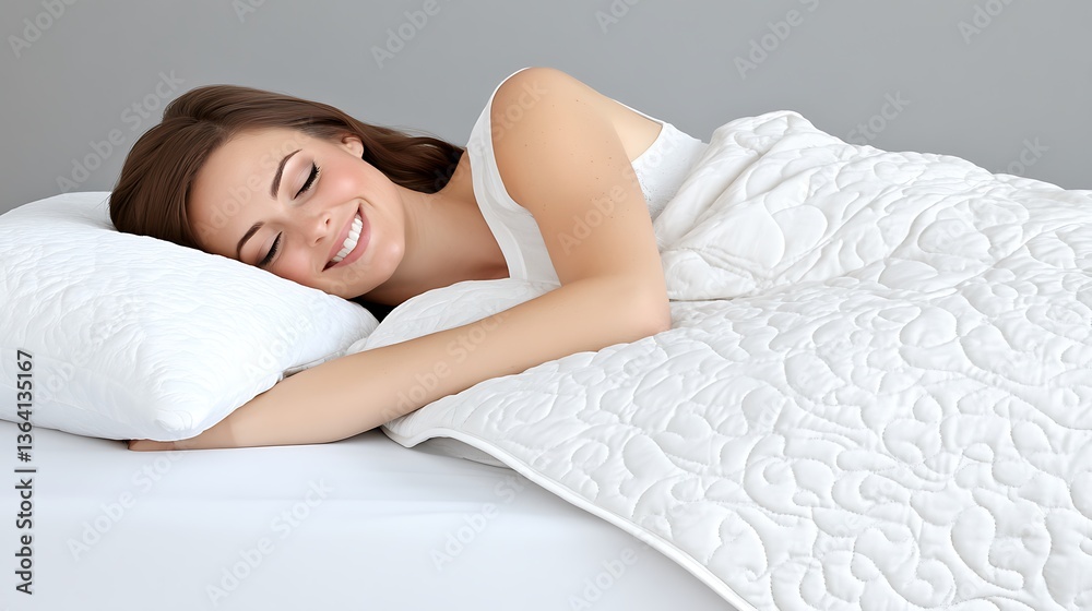 Woman peacefully sleeping in bed. Woman peacefully sleeping in bed.