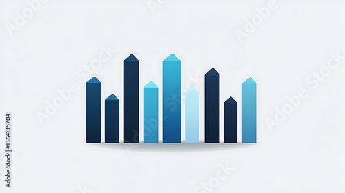 Abstract Cityscape with Financial Bar Graphs  Abstract cityscape with bar graphs and data points  representing financial growth