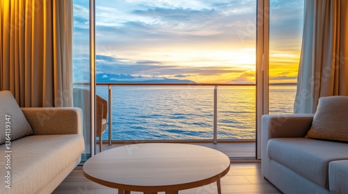 Elegant Cruise Ship Suite with Ocean View