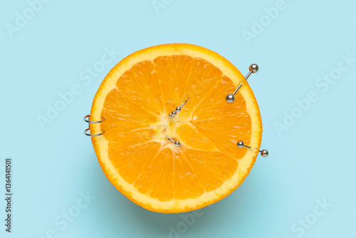 Half of orange fruit with p...