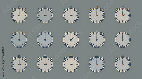 Specify at time icon Collection of flat thin outline vector