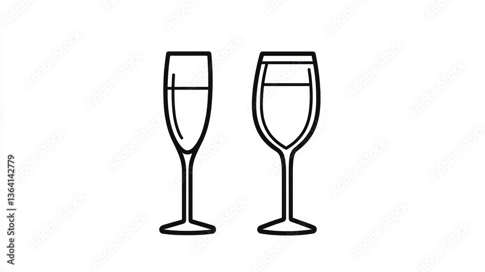Obraz premium Line drawing design of beverage icon. Ai generaive