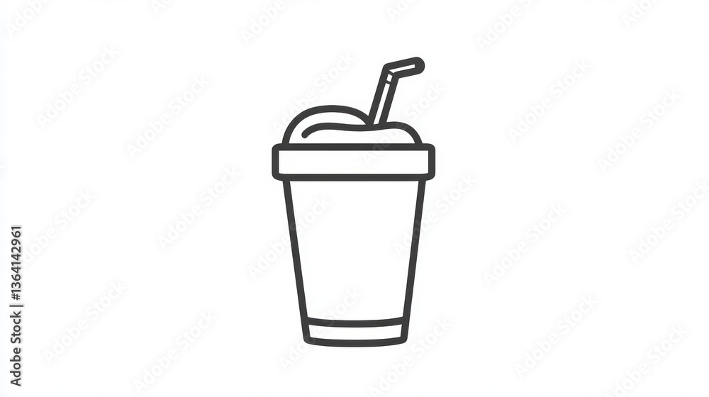 A refreshing smoothie with a straw in a clean minimalist vector design. AI generative A refreshing smoothie with a straw in a clean minimalist vector design. AI generative