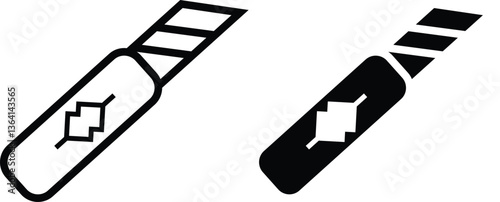 Utility knife icon set cutting tool for construction, industrial and repair work, Labour Day illustration with transparent background
