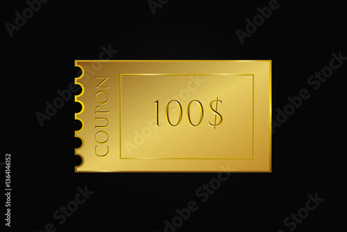 Gold elite gift coupon.  Template, discount banner. Elegant label for in-store discounts, online promotions