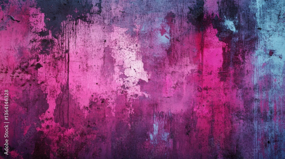 Obraz premium Vibrant urban graffiti artwork showcasing neon colors on a textured wall in a city setting during the evening hours