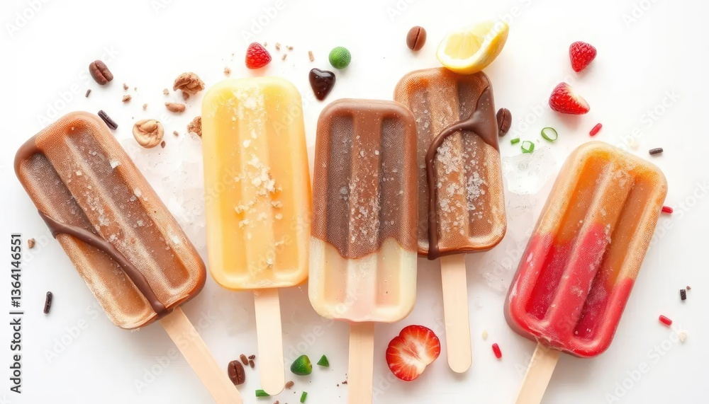Obraz premium Colorful popsicles on a white background (1)