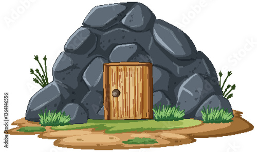 Rocky Cave Entrance Illustration